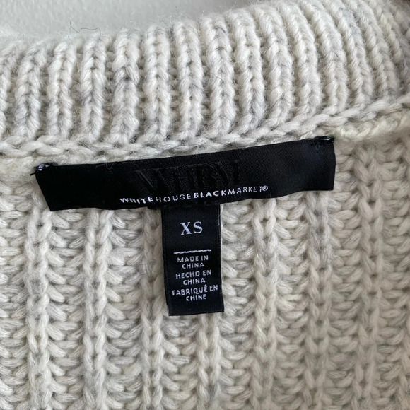 WHITE House Black Market Oversized Polo Sweater with Fringe Size XS - Picture 8 of 16